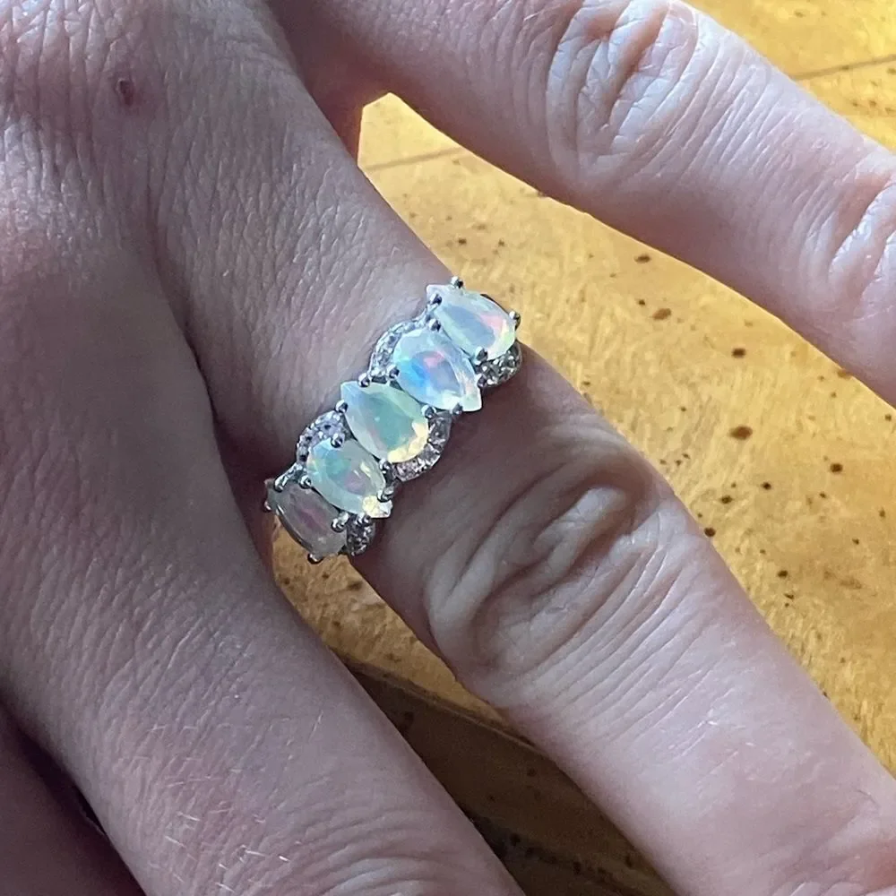 Natural Ethiopian Opal Sterling Silver Ring Size 5.75